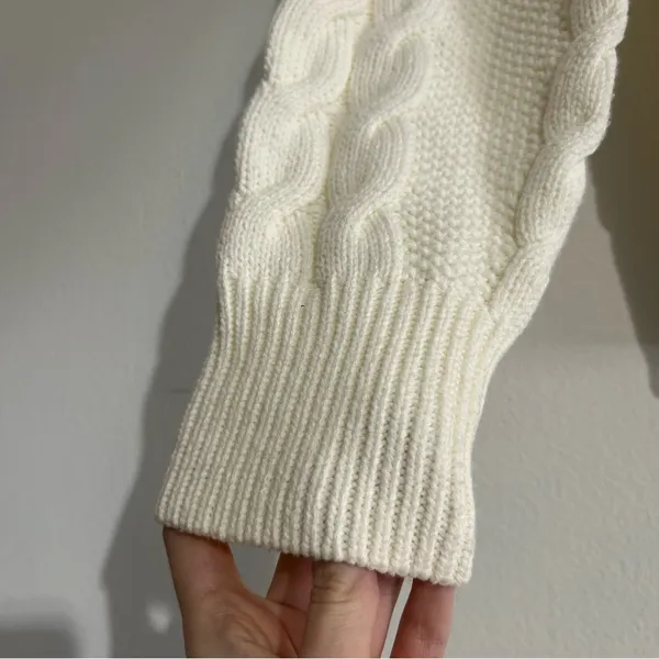 Parker Johnny Collar Cable Knit Cardigan Antique White Small Preppy Fisherman - Image 4