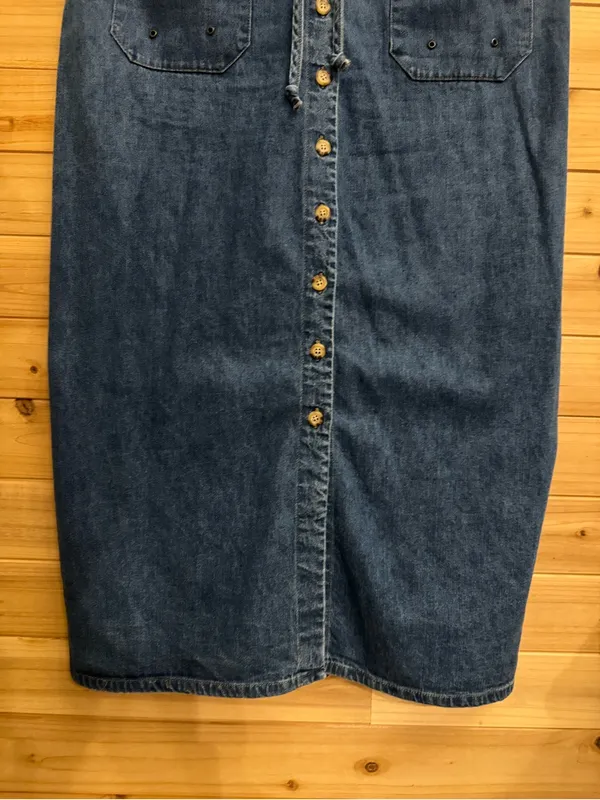 VNTG Bobbie Brooks Large Cotton Denim Button Maxi Dress Cottage Granola Prairie - Image 5
