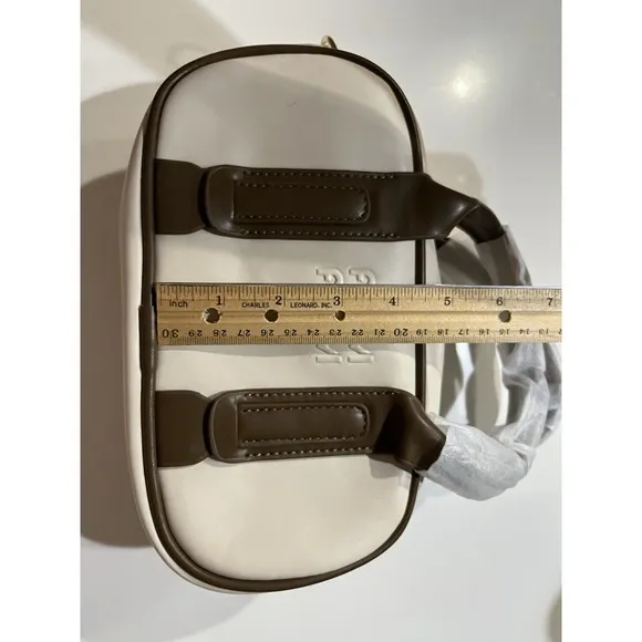 Bowling Bag Women Small Cream Brown New ARM Embossed‎ Crossbody Handbag - Image 4