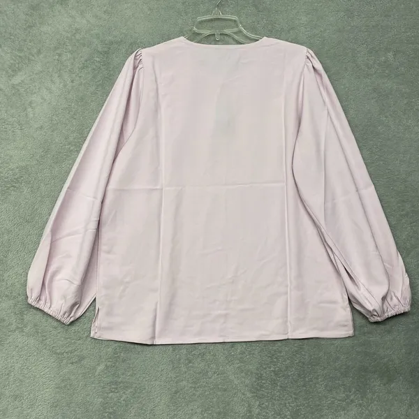 J Crew Shirt Womens Medium Tall Pink Puff Sleeve Satin Back Crepe Office BL712 - Image 7