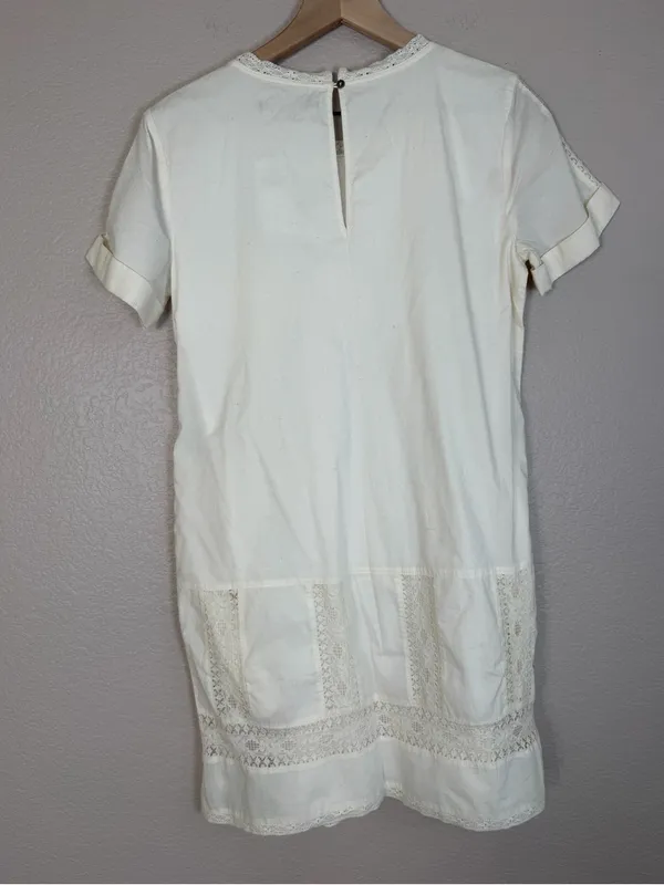 Abercrombie & Fitch Cream Cotton Lace Mini Shirt Shift Dress XS NEW $68 - Image 5