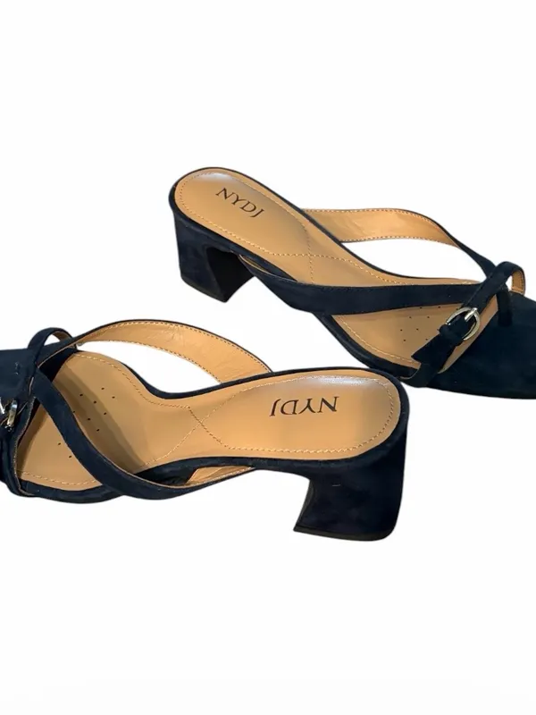 NYDJ Women's Blue Suede Strappy Buckle Heeled Sandals Size 7 New - Image 4