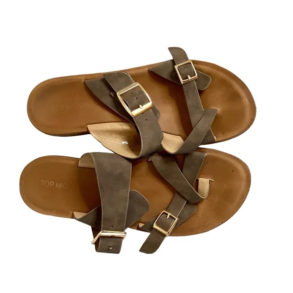 Top Moda Pleather Double Buckle Slip-On Footbed Slides - Image 3