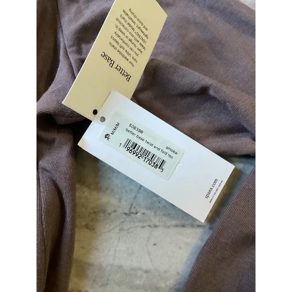 Spanx Better Base Twist and Fold Top Smoke Long Sleeve Modal Crop M 50839R - Image 4