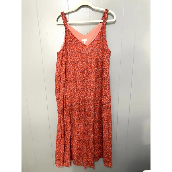 Joie Red Tea Rose Printed Bondi Tiered Cotton Summer Boho Midi Dress XL - Image 2