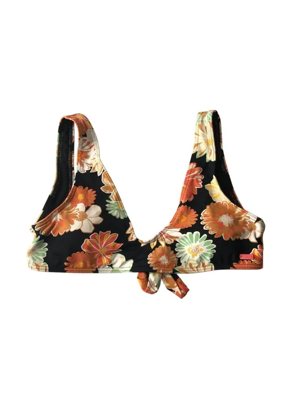Roxy Standard Beach Classics Bralette Bikini Top Tie Back Floral Print Black S - Image 3