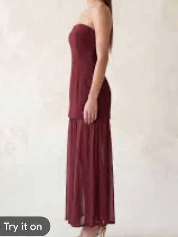 Witness of Love Strapless, Structured Mini Dress w/Chiffon Overlay Wine 6 NWT - Image 2