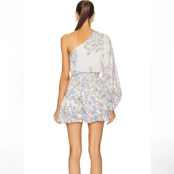 HEMANT & NANDITA Vana One Sleeve‎ / Shoulder Floral Ruffled Mini Dress Size XL - Image 10