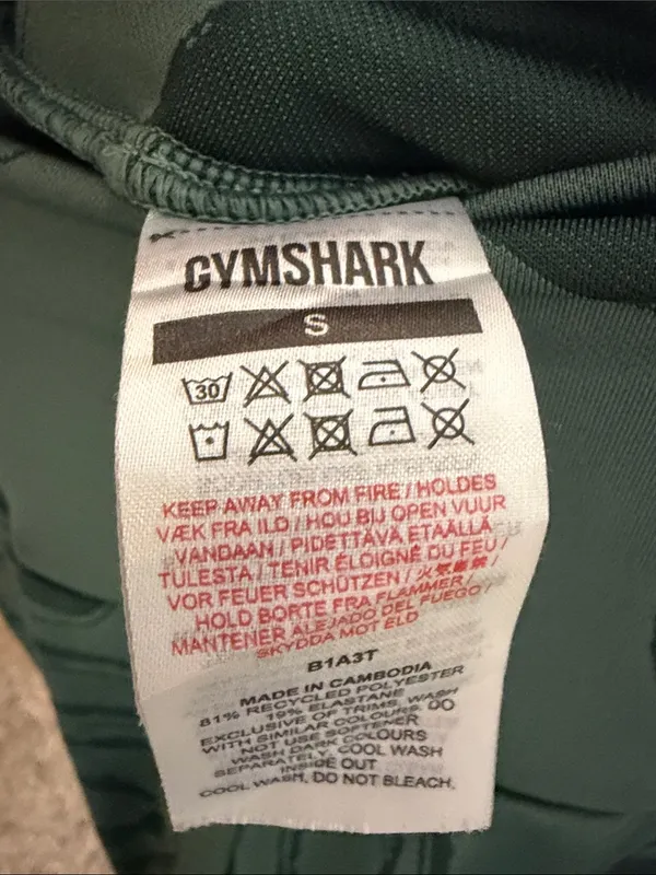 GYMSHARK‎ Power Leggings In Green Swirl Print Size Small - Image 5