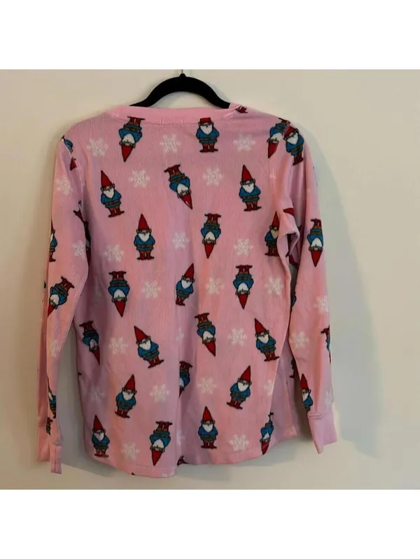 🇺🇸Lounge affair pink gnome and snowflake soft fleece like pajama SET - Image 6