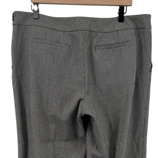 Ann Taylor Loft Marisa Houndstooth Wide Leg Trouser‎ Pants Black White Women 14 - Image 6