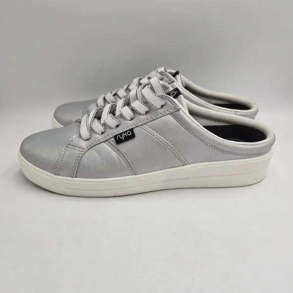 Ryka Viv Classic Mules Slip On Sneakers Women 9M Silver Leather Arch Support - Image 7
