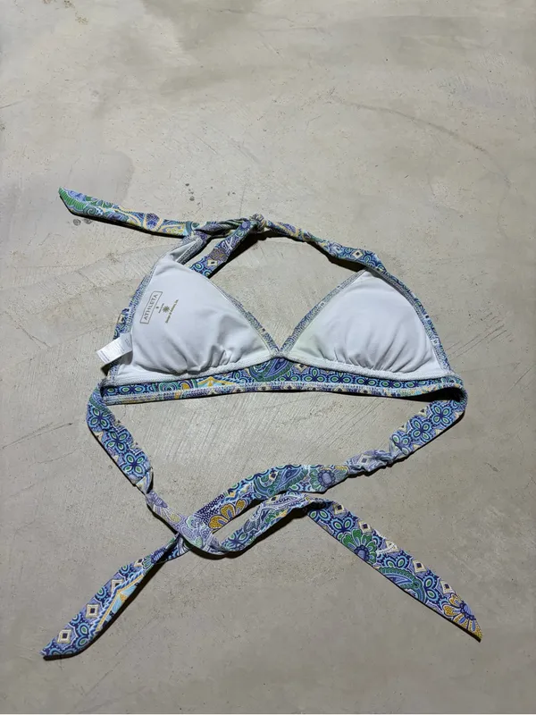 Athleta Blue Patterned Triangle Bikini Top small - Image 5
