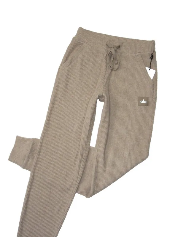 NWT Alo Yoga Muse Sweatpant in Heather Gravel Ribbed Tapered Jogger Pants XXS - Image 7