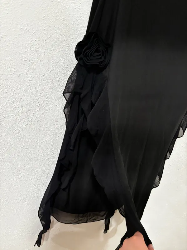 Amazon Black ruffle dress with high side slits - Image 3