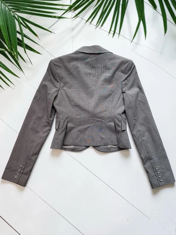 Express Design Studio Light Olive Gray Padded Shoulder Top Y2K NWOT Structured - Image 2