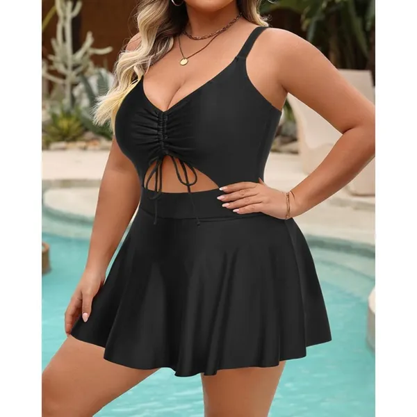 Plus Size Swim Dress One Piece Swimsuit Black Cut-out Bathing Suit X-LARGE - Image 4