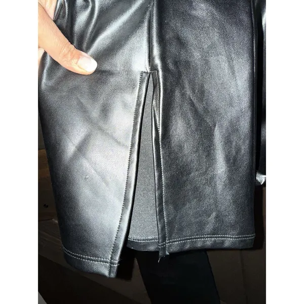Abercrombie & Fitch Vegan Leather Split Hem Flare Leggings Black Size‎ Small S - Image 4
