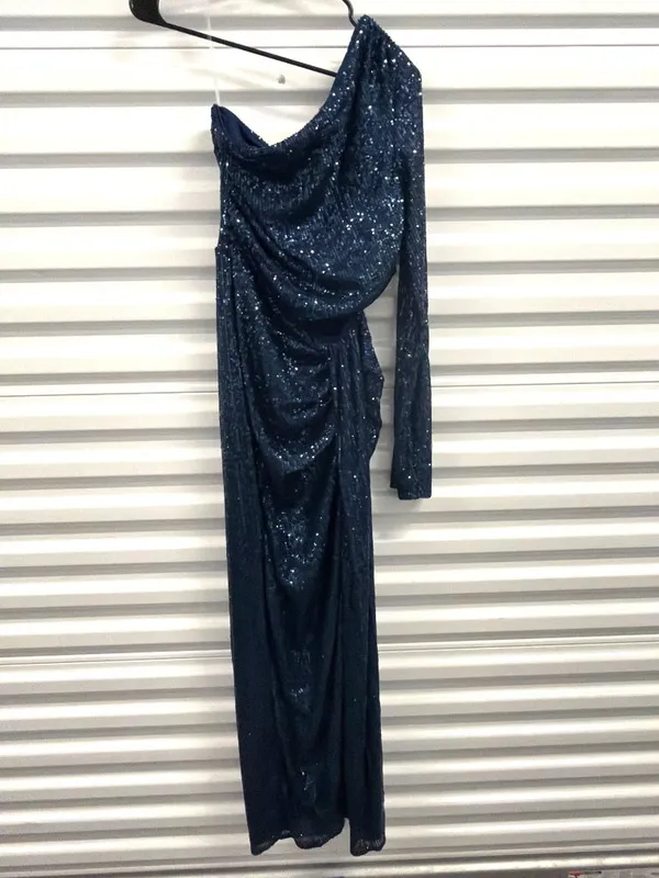 Baobab Midnights Sequined Maxi Dress Bejeweled Navy Blue Womens Size Large - Image 9