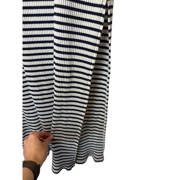 Aerie Maxi Dress Women Small Blue White Stripe Tie Front Long Sleeve Coastal - Image 6