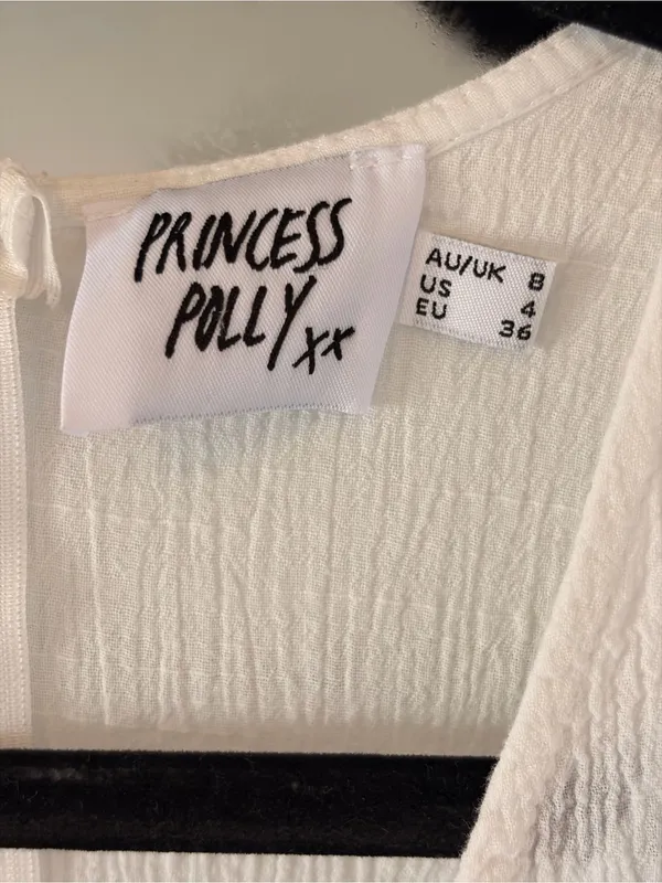 PRINCESS POLLY womens size 4 company for one white ruffled wrap tie waist dress - Image 4