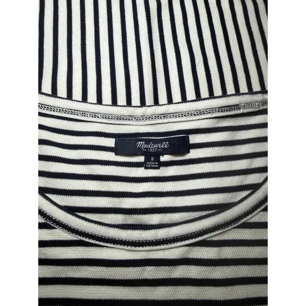 Madewell Striped Short Sleeve T-Shirt Dress Navy White Small Casual Preppy - Image 6