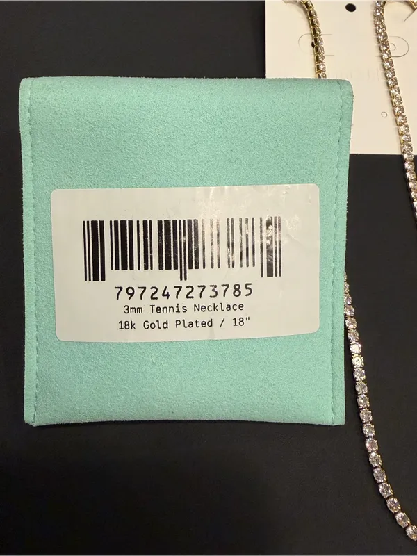 Mint Lilly 3mm Tennis Necklace 18k Gold Plated / 18" NWT - Image 5