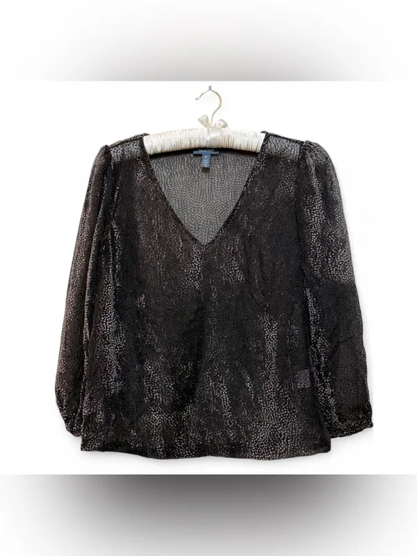 NWT ModCloth Women’s New Sheer's Eve Velvet Dot V-Neck Long Sleeve Top Size M - Image 4