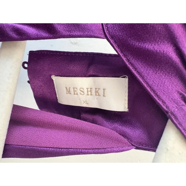Meshki‎ Purple Satin Halter Mini Dress Open Back Cocktail DR03952WD3 XL Party - Image 8