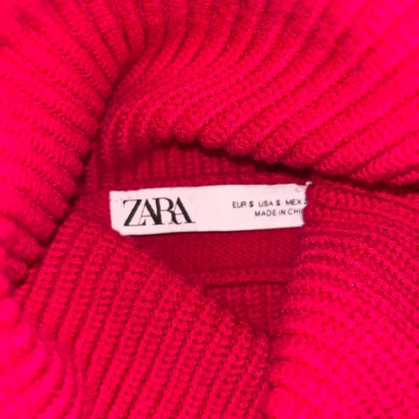 Zara Hot Pink Cropped Turtleneck Sweater - Image 2