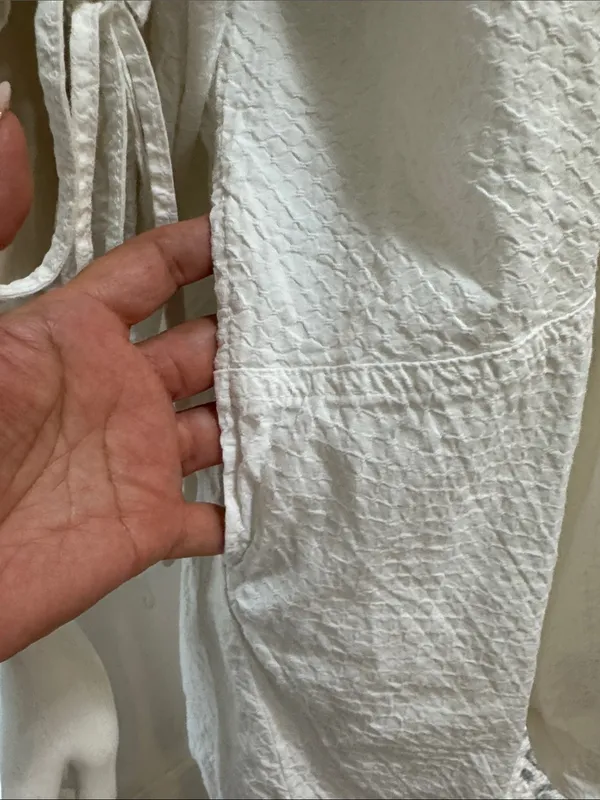 Free People Brynn BohoToo White Textured Long Sleeve Tunic/Blouse S M - Image 9
