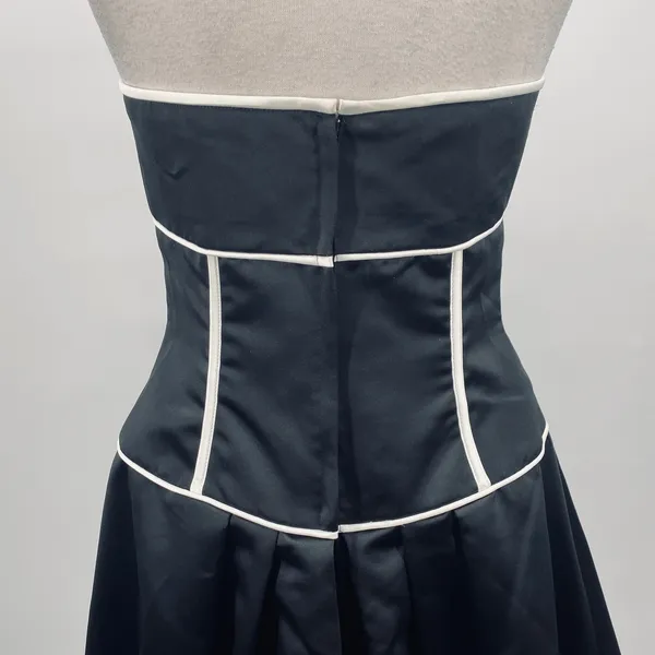 Vintage Y2k Jessica McClintock Satin Cocktail Dress Strapless Fit & Flare Black - Image 11