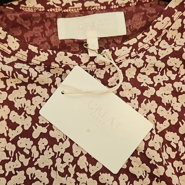 💕THE GREAT💕 The Long Sleeve Sleep Tee ~ Maroon Shadow Floral Size 3 Large NWT - Image 11