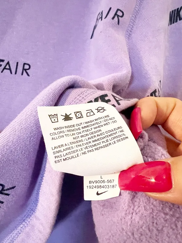 Nike Air purple cotton blend crop long sleeve spell out women's crewneck - Image 7