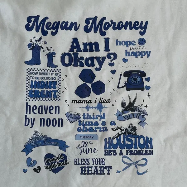 Megan Maroney Merch Am I Okay Graphic Print Hoodie Womens M White Sweatshirt - Image 2