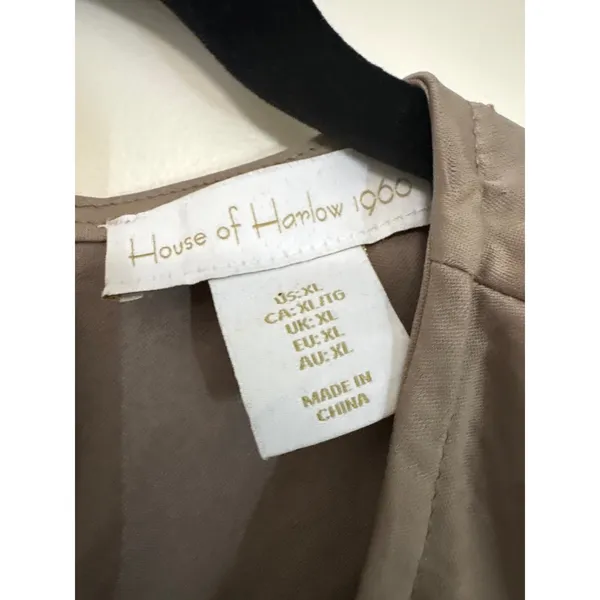 House of Harlow 1960 Womens Taupe‎ Ruched Side Satin Midi Dress XL Sleeveless - Image 8