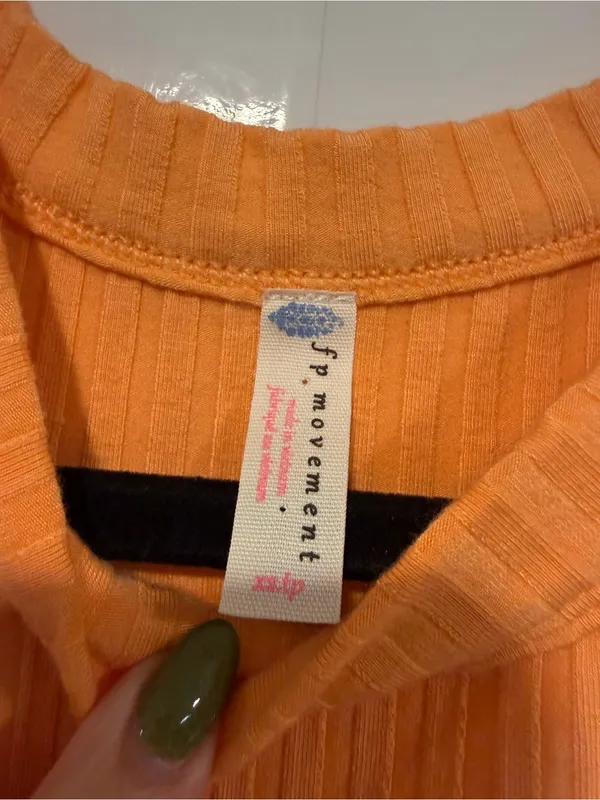 FP Movement Free People Ribbed Tank Top Orange Sleeveless Crew Neck Womens XS - Image 2