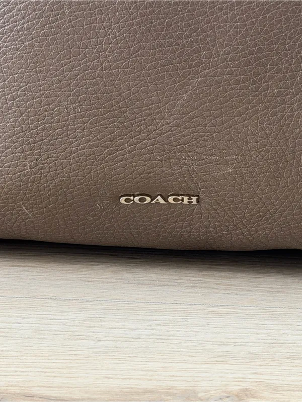 Coach Taupe Pebbled Leather Hobo Shoulder Bag - Image 3