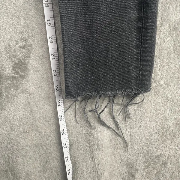 ZARA High Rise Straight Leg Jeans Women’s 0 Black Denim Raw Hem Y2K Dark Grunge - Image 5