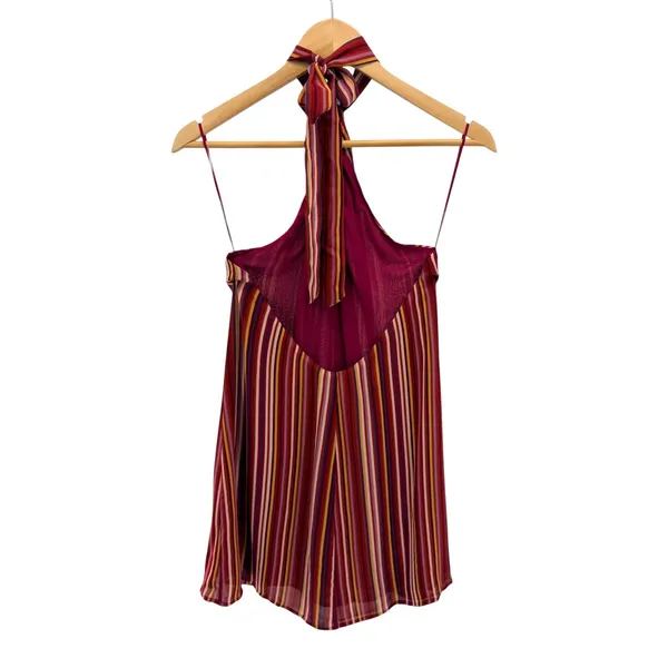 Reformation Bibi Dress Rio Stripe Multi Striped Halter Backless Keyhole Sz 6 NEW - Image 4