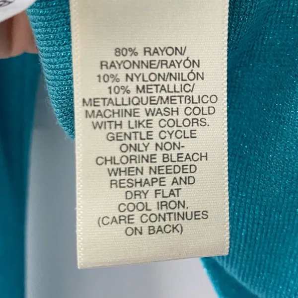 Susan Bristol Y2K Vintage Shimmer Top Sparkle Knit Medium Long Sleeve Stretch Teal Blue Bratz - Image 8