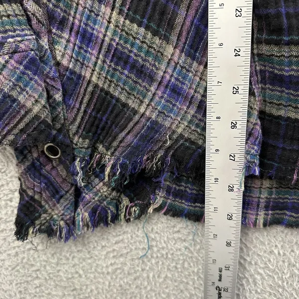 Free People Juniper‎ Ridge Snap Side Plaid Button Up Shirt Boho Grunge Women's S - Image 8