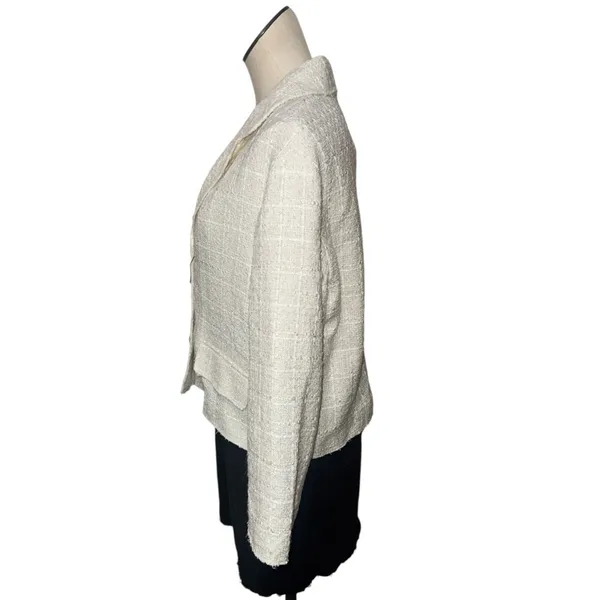 NWT NANETTE nanette lepore Pearl Button Tweed Jacket Large Oatmeal - Image 4