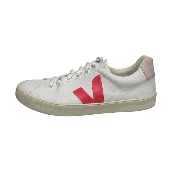 VEJA Campo Canvas Sneakers Shoes Womens 8 White Pink Lace Up Tennis Preppy - Image 6