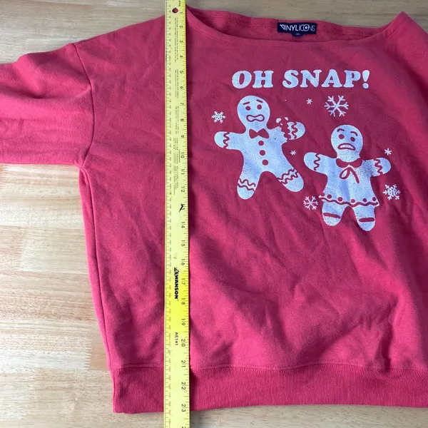 Nordstrom NWT Oh Snap Holiday Off the Shoulder Graphic Fleece Sweatshirt M Gingerbread Men - Image 6