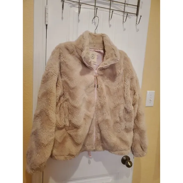 Urban Outfitters Light Pink Teddy Bear Zip Up Sherpa Fleece Women Size L Jacket - Image 5