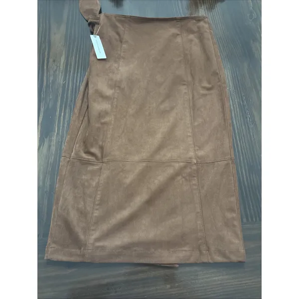 Anthropologie NEW NWT Lauren Sueded Wrap Midi Skirt Brown Size M - Image 10