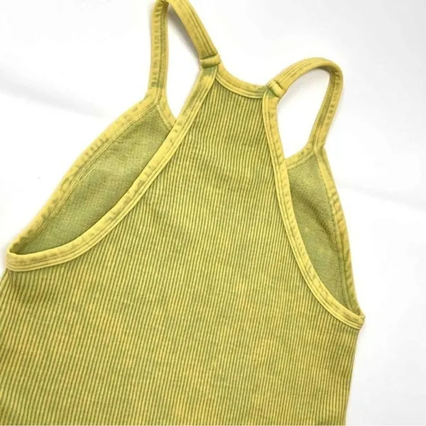 Nwot free people happiness runs tank womens xs/s green yellow distressed Color - Image 6