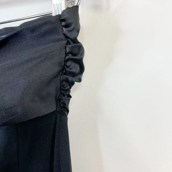 Express black pieced satin strapless bow tie back wide leg jumpsuit XS new nwt - Image 10
