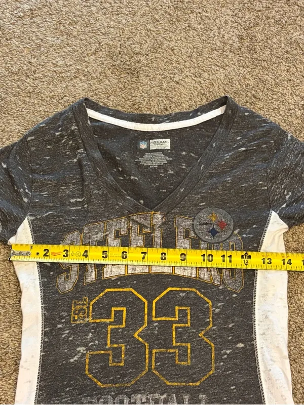 Team Apparel Women's Heather Black Steelers Short Sleeve Tee Size Small - Image 6